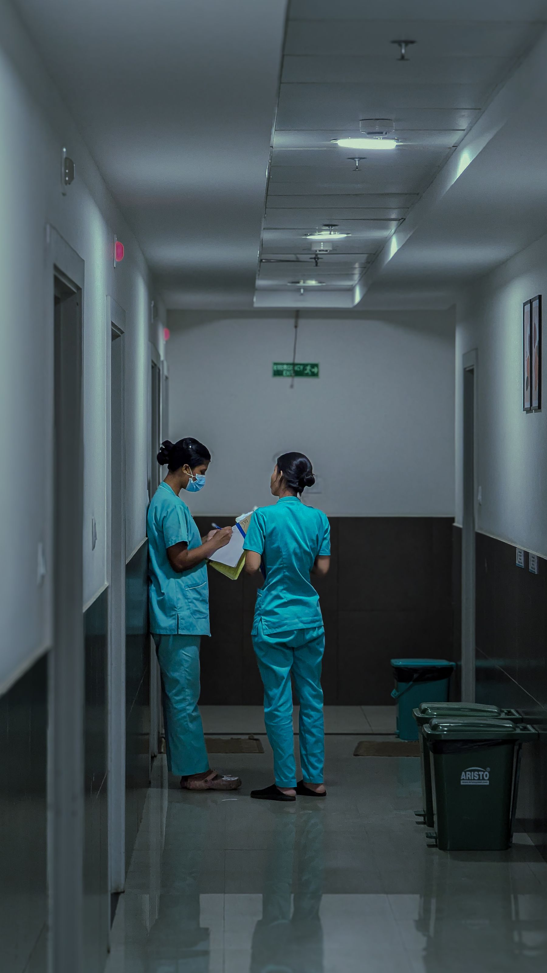 Nurses in a hospital corridor